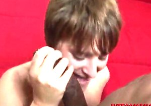 Sweaty interracial love-making with a brunette babe